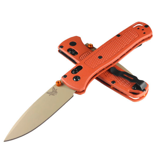 Benchmade - Bugout Folding Knife with Rust Orange Grivory Handle (535TN-10)