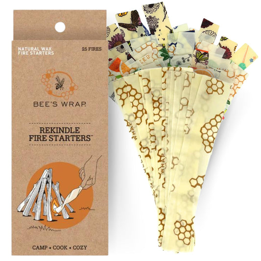 Bees Wrap ReKindle Fire Starters Made in The USA Natural Beeswax Fire Starters for Campfires Waterproof Firestarter Made from Beeswax Food Wraps Safe for Indoor & Outdoor Use 6oz Starts 25 Fires